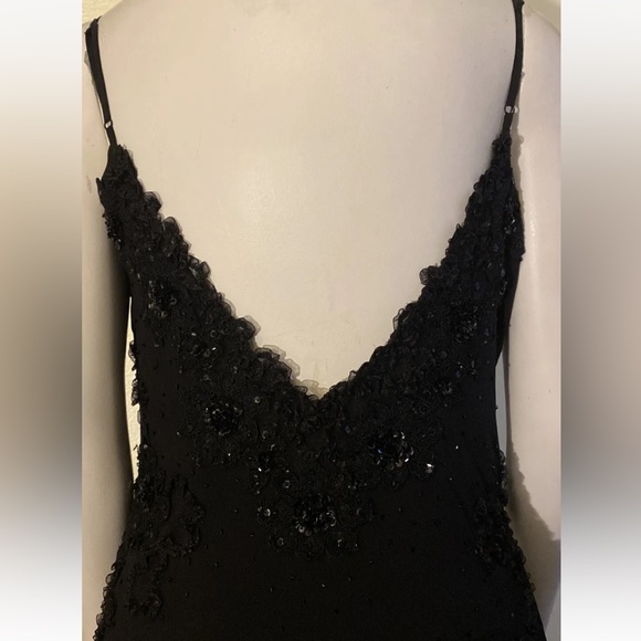 Vintage 90’s Y2K Silk Dress Beaded Dress Fairy Prom Black Silk Slip Whimsy goth - Picture 5 of 17